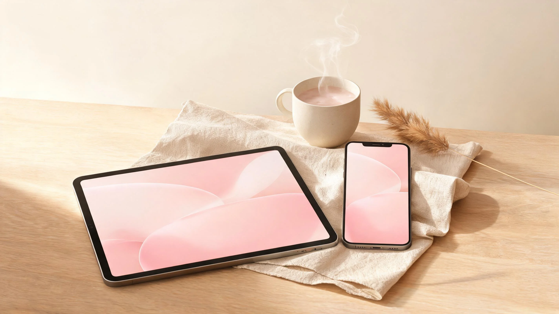 Soft pink cute wallpapers aesthetic scene for iPhone and iPad with calming healing mood and minimalist aesthetic setup