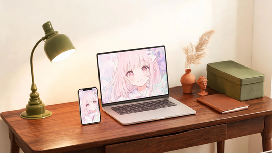 Kawaii anime wallpaper girl aesthetic scene featuring a cute character design with soft colors and cozy digital lifestyle atmosphere [9263281864853]