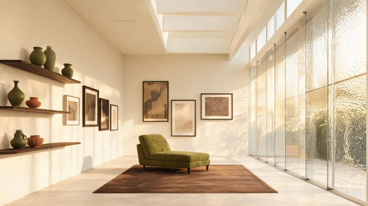 Elegant cinematic interior scene with warm ivory tones and earthy textures inspired by pursuit of happiness wallpaper 4K, symbolizing hope and personal growth. [9259257790613]