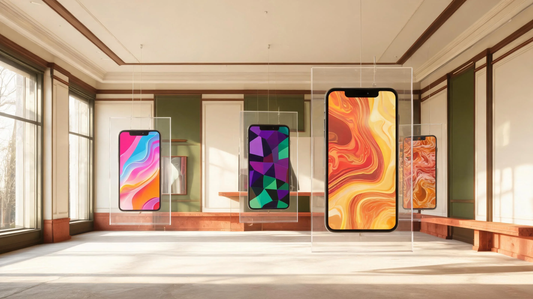 Colorful abstract phone wallpaper collection inspired by vibrant digital art, warm earth tones, and an elegant aesthetic atmosphere. [9275381645461]