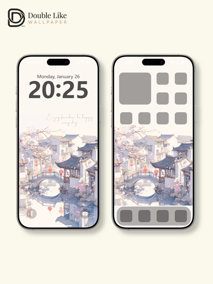 Vol.01 Aesthetic Watercolor City & Botanical Flower Art Wallpaper Pack [#WGP001]
