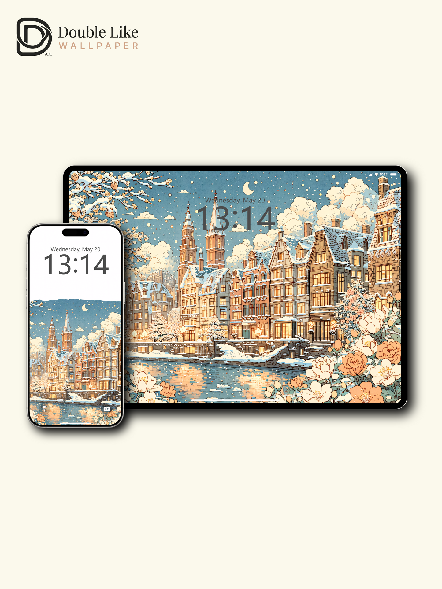Vol.18 Aesthetic Watercolor City & Botanical Flower Art Wallpaper Pack [#WGP018]