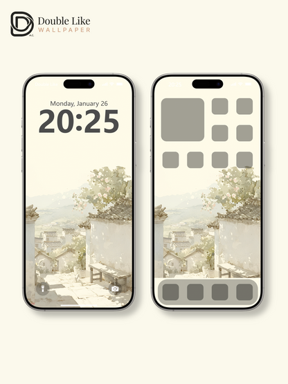 Vol.03 Aesthetic Watercolor City & Botanical Flower Art Wallpaper Pack [#WGP003]