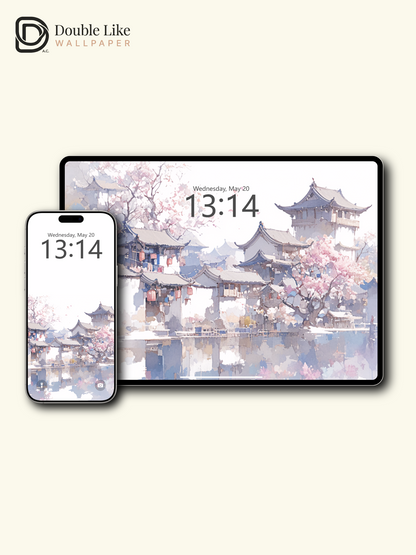 Vol.05 Aesthetic Watercolor City & Botanical Flower Art Wallpaper Pack [#WGP005]