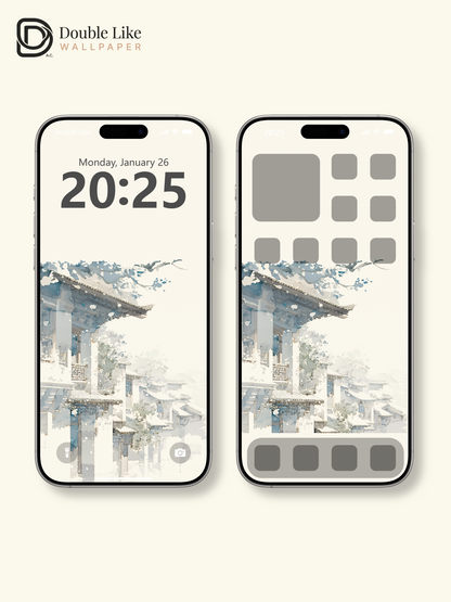 Vol.09 Aesthetic Watercolor City & Botanical Flower Art Wallpaper Pack [#WGP009]