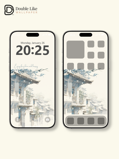 Vol.09 Aesthetic Watercolor City & Botanical Flower Art Wallpaper Pack [#WGP009]
