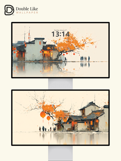 Vol.16 Aesthetic Watercolor City & Botanical Flower Art Wallpaper Pack [#WGP016]