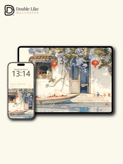 Vol.18 Aesthetic Watercolor City & Botanical Flower Art Wallpaper Pack [#WGP018]