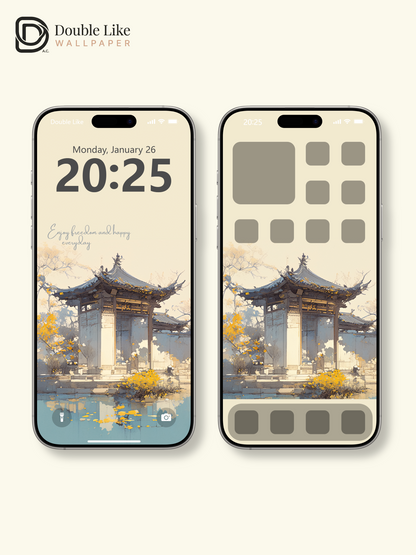 Vol.08 Aesthetic Watercolor City & Botanical Flower Art Wallpaper Pack [#WGP008]