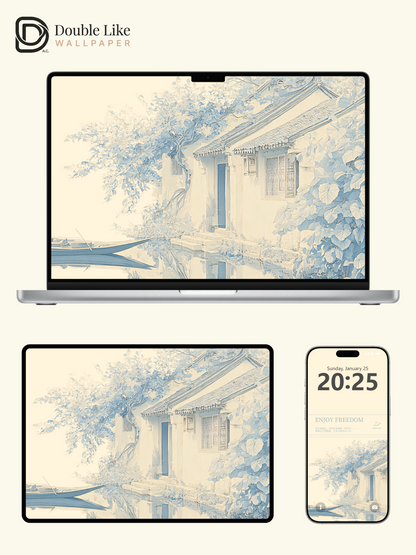 Vol.07 Aesthetic Watercolor City & Botanical Flower Art Wallpaper Pack [#WGP007]