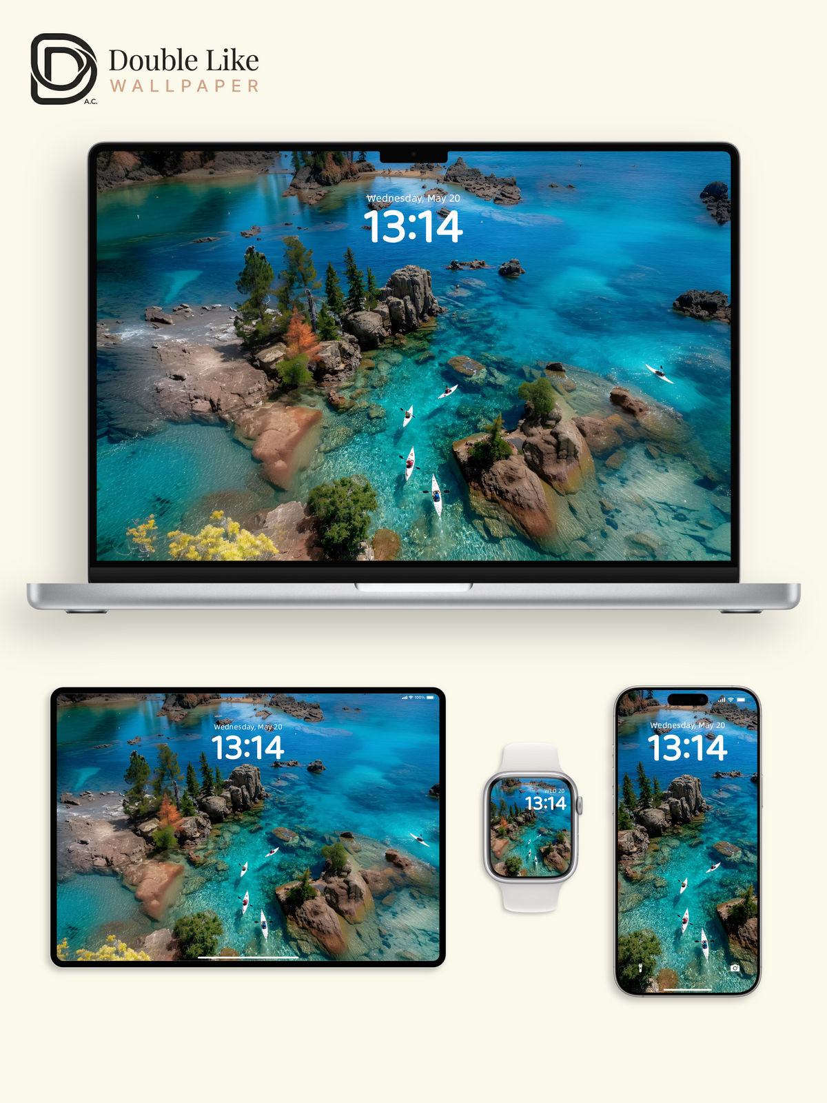 Crystal Clear Alpine Lake Kayak Adventure Aesthetic Wallpaper Pack [#JJ1327]