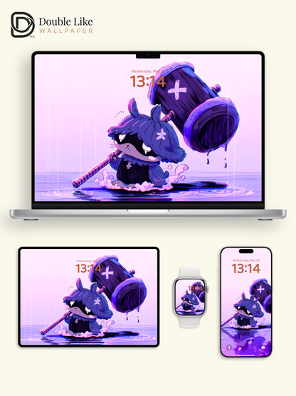 Cute Masked Bunny Big Hammer Rainy Aesthetic Wallpaper Pack [#HW1508]