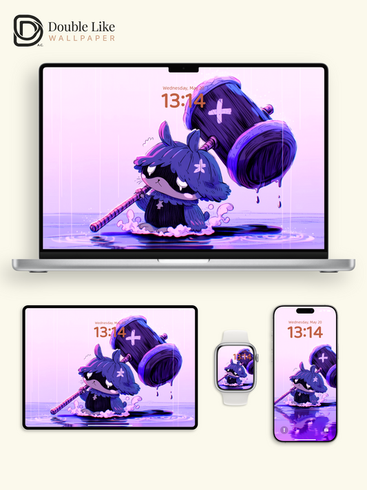 Cute Masked Bunny Big Hammer Rainy Aesthetic Wallpaper Pack [#HW1508]