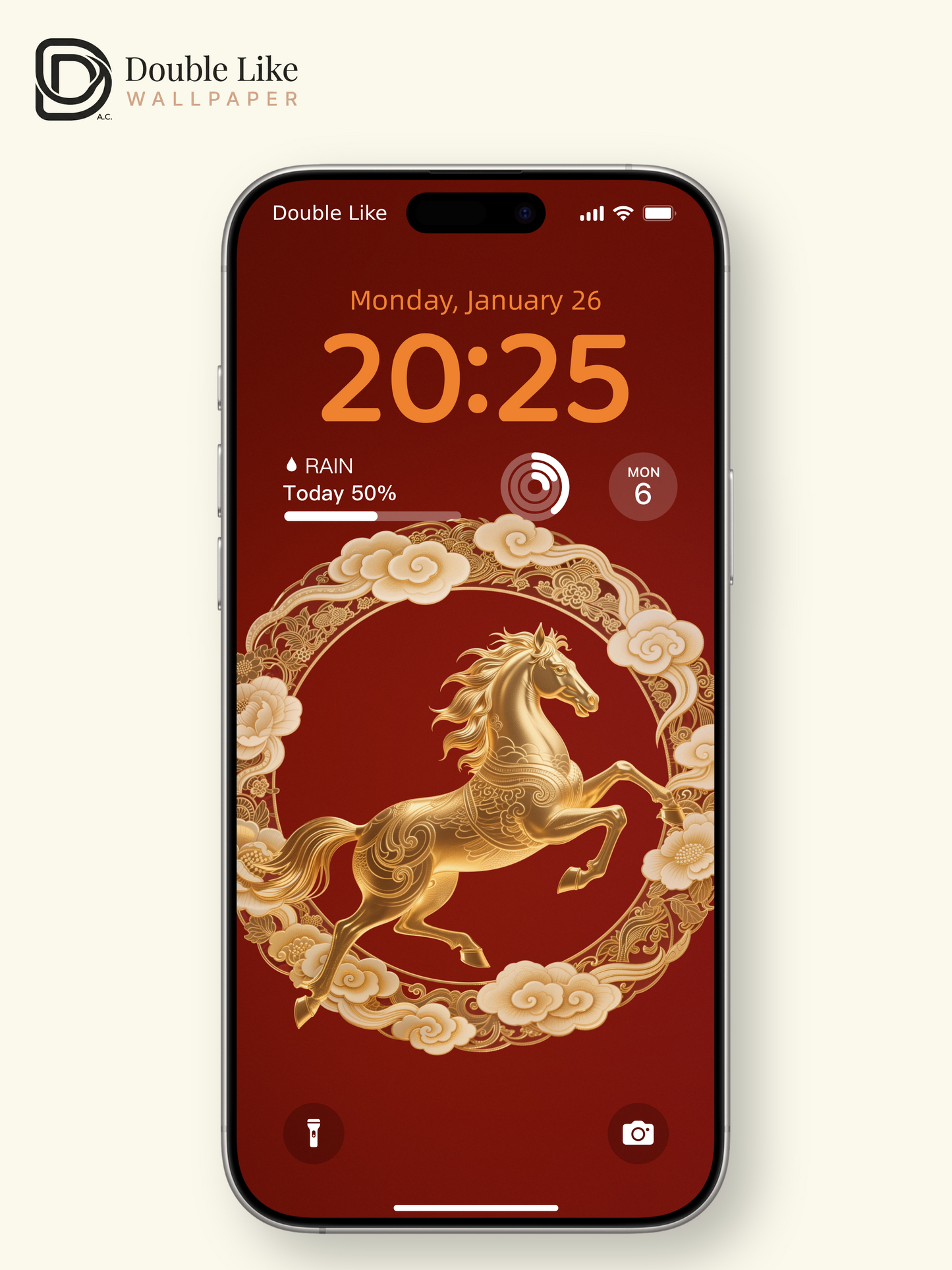 Red Background Gilded Galloping Horse Chinese Motivational Illustration Wallpaper Pack [#LFHL30209]