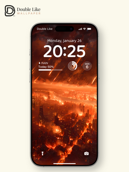 "Fire From the Sky – City in Ashes" Apocalyptic Atmosphere Wallpaper Set [#LFHL1001]