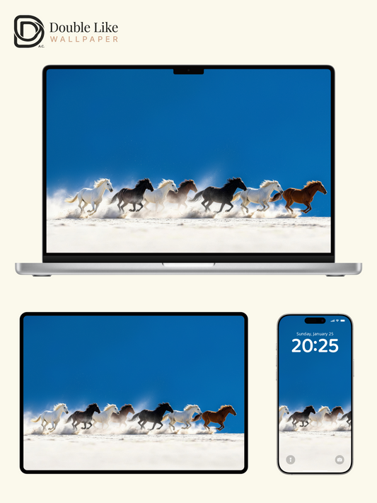 Wild Horses Running Aesthetic Nature Landscape Wallpaper Pack [#LFHL30524]