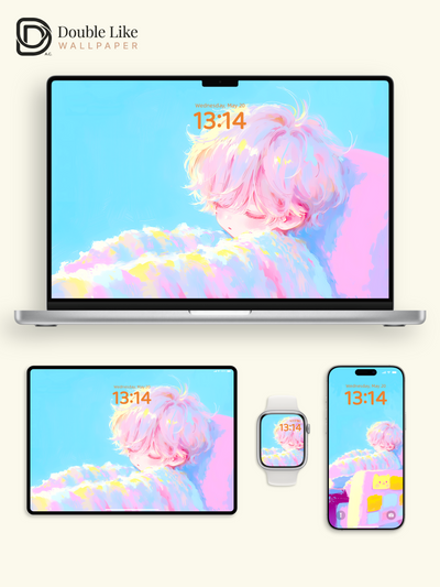 Pastel Cloud Sleeping Anime Boy Aesthetic Digital Wallpaper Pack [#HW1463]