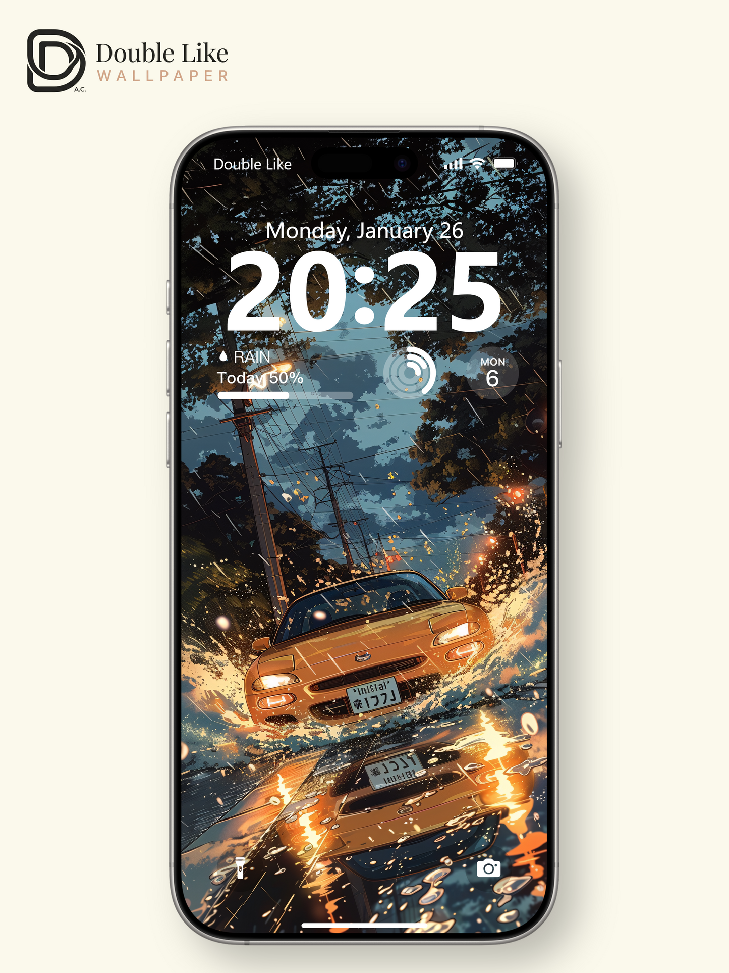 Rainy Mountain Pass Yellow Retro Sports Car Anime Aesthetic Wallpaper Pack [#WGF100]