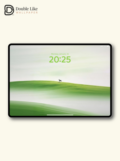 Foggy Green Hill Lone Horse Minimal Healing Scenery Wallpaper Pack [#LFHL30402]