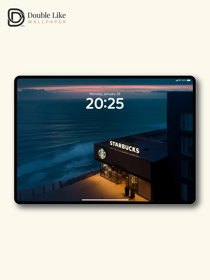 Cinematic Seaside Cafe Ocean Night Ambient Wallpaper Pack [#ZJYX0434]