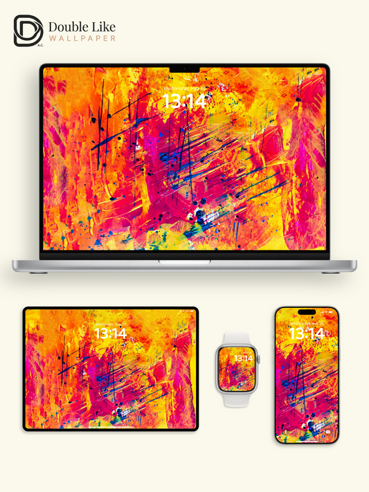 Abstract Acrylic Splatter Neon Yellow and Magenta Vibrant Wallpaper Pack [#ZMY493]