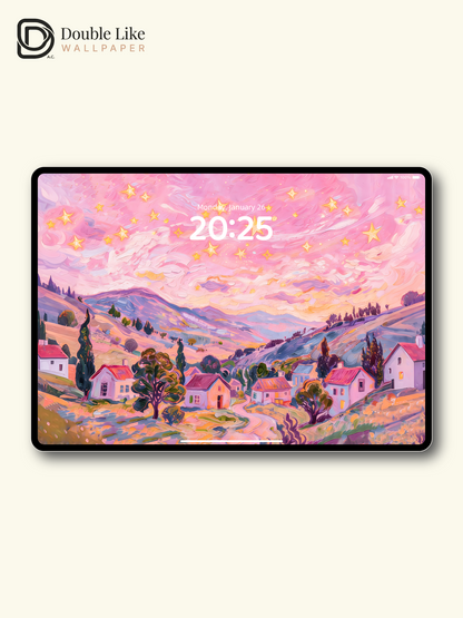 Dreamy Pastel Pink Starry Sky Van Gogh Style Oil Painting Wallpaper Pack [#ZMY483]
