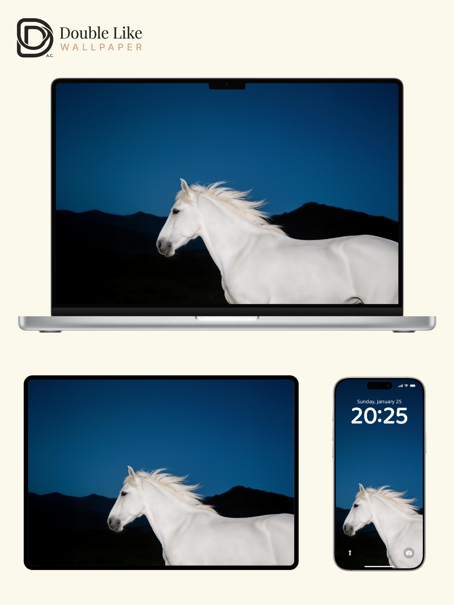 Deep Dusk White Horse Lonely Inspirational Minimal Cool Aesthetic Landscape Wallpaper Pack [#LFHL30416]