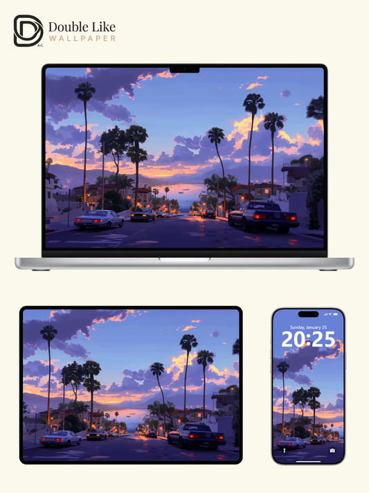 Retro Sunset Coastal Street Anime Aesthetic Wallpaper Pack [#WGF110]