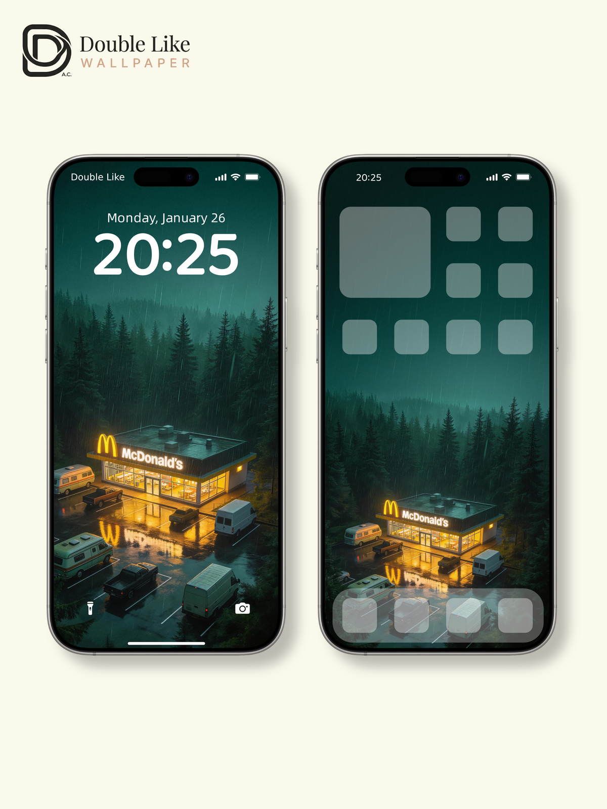Rainy Forest Night McDonald's Shelter Aesthetic Wallpaper Pack [#JJ230911]