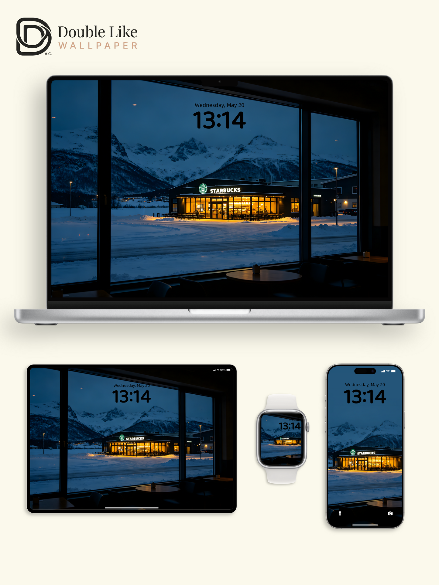 Combined Product Name: Blue Hour Snow Mountain Lonely Store Cold Lonely Atmospheric Full-Device Landscape Wallpaper Pack [#ZMY492]