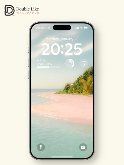 Healing Pink Sand Tropical Island Landscape Wallpaper Pack, Compatible with iPhone & Android Lock Screen, Tablet, PC & Smart Watch HD Wallpapers [#ZMY519]