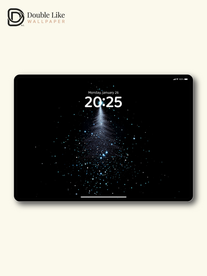 Glowing Blue Christmas Tree Starry Night Digital Art Wallpaper Pack [#ZJY531]