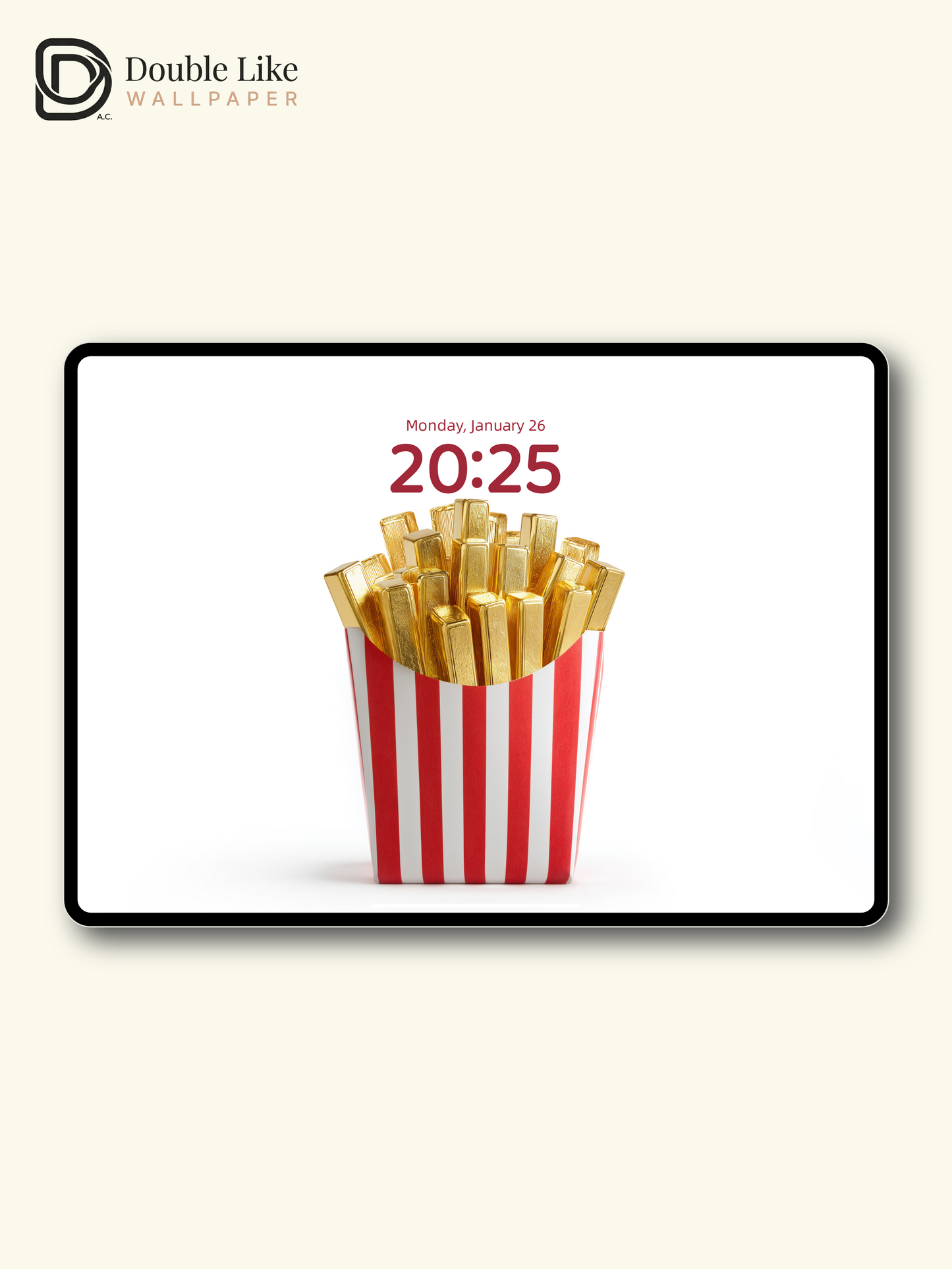 Golden French Fries In Red Box Minimalist 3D Wallpaper Pack [#JJ20905]
