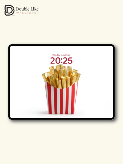 Golden French Fries In Red Box Minimalist 3D Wallpaper Pack [#JJ20905]