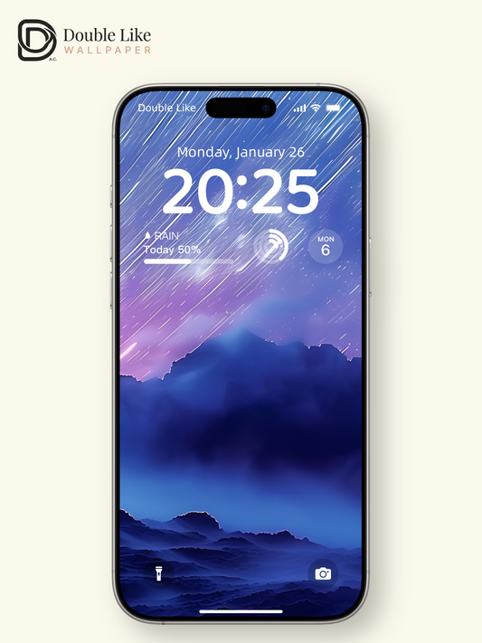 Purple Starry Sky Night Mountains Digital Art Wallpaper Pack [#ZJYX0023]