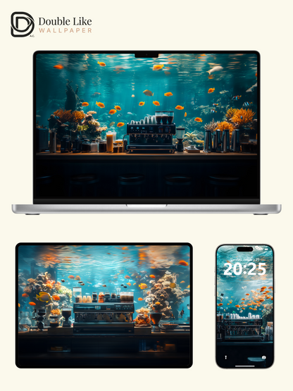 Underwater Aquarium Coffee Bar Fantasy Aesthetic Wallpaper Pack [#WGF081]