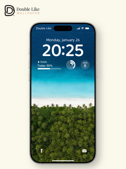 Tropical Island Coast & Turquoise Ocean Gradient Nature Wallpaper Pack [#JJ230801]