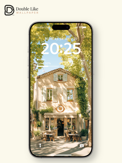 European Sunlit Village Street Cozy Cafe Photography Wallpaper Pack [#JJ1208]