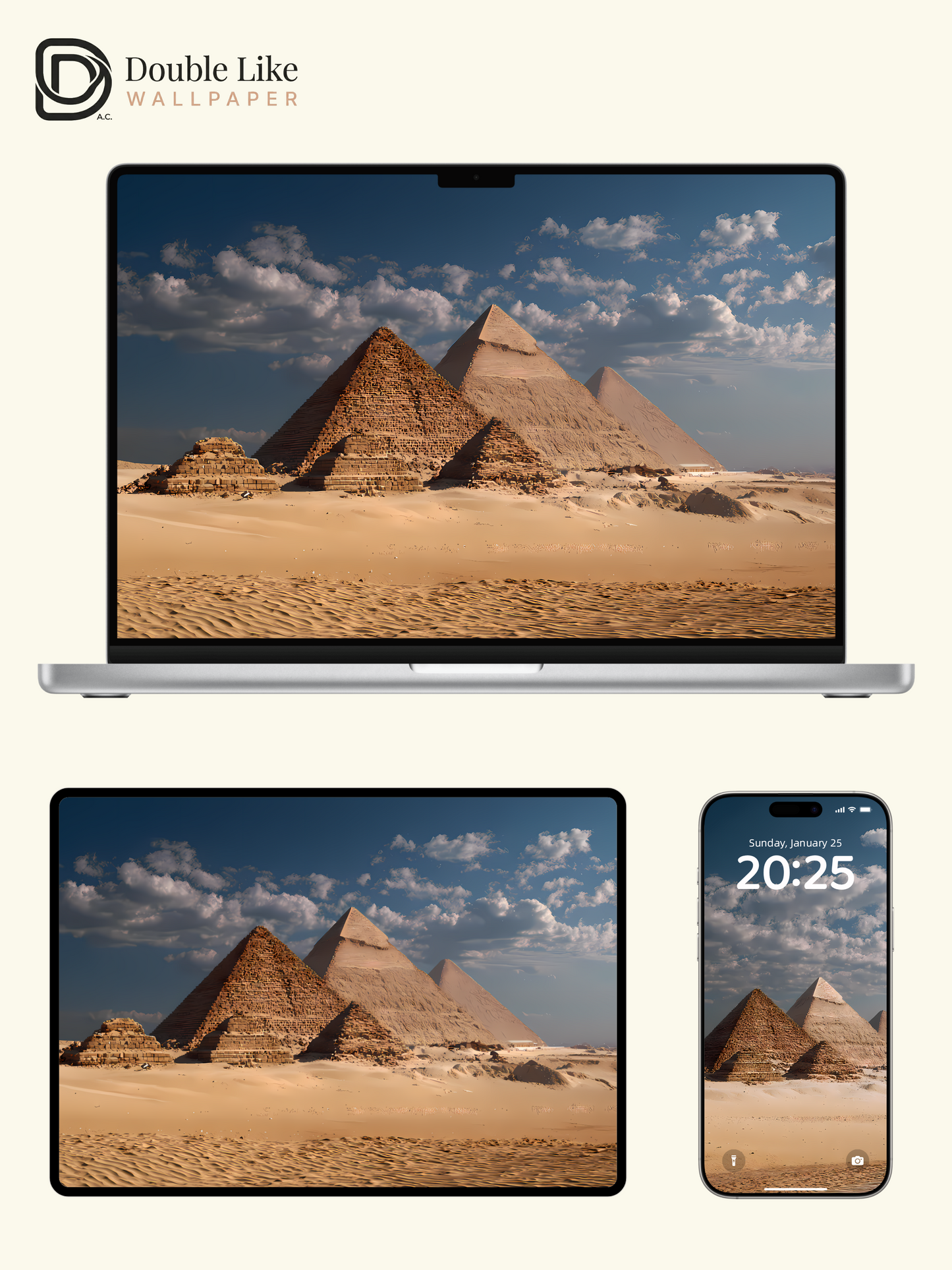 Aesthetic Ancient Pyramids Desert Adventure Digital Art Wallpaper Pack [#LFHL1023]