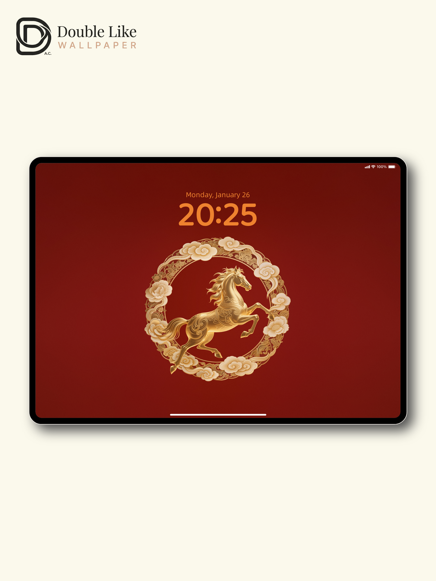 Red Background Gilded Galloping Horse Chinese Motivational Illustration Wallpaper Pack [#LFHL30209]