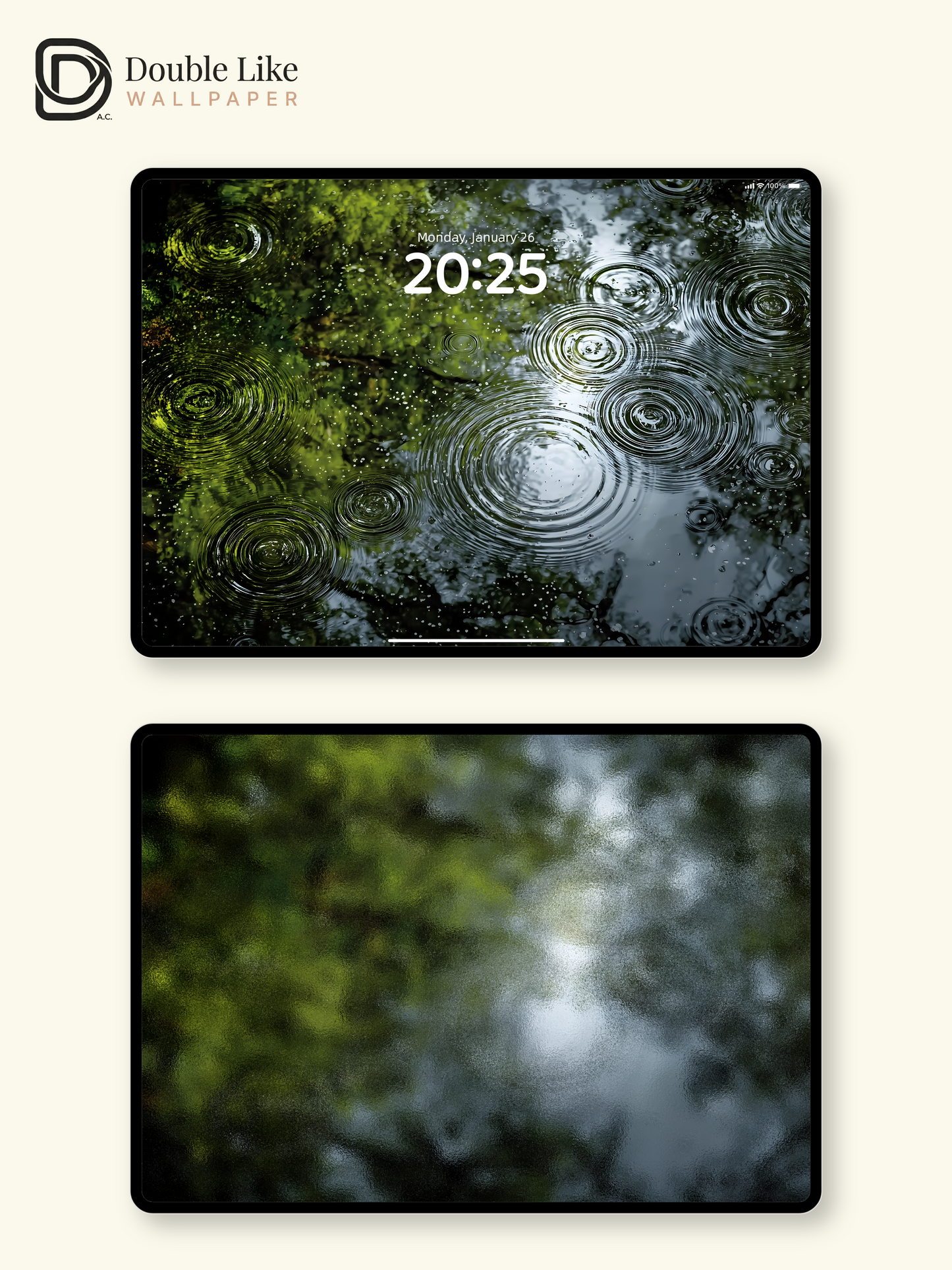 Peaceful Rain Ripples Green Water Nature Wallpaper Pack [#ZJYX0755]