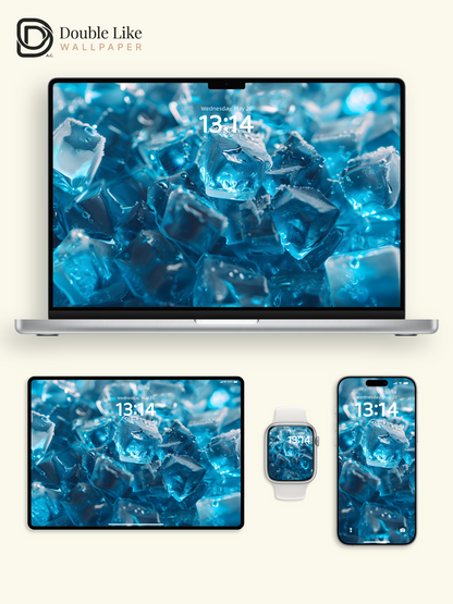 Refreshing Blue Ice Cubes Calm Summer Aesthetic Wallpaper Pack [#ZJYX0233]