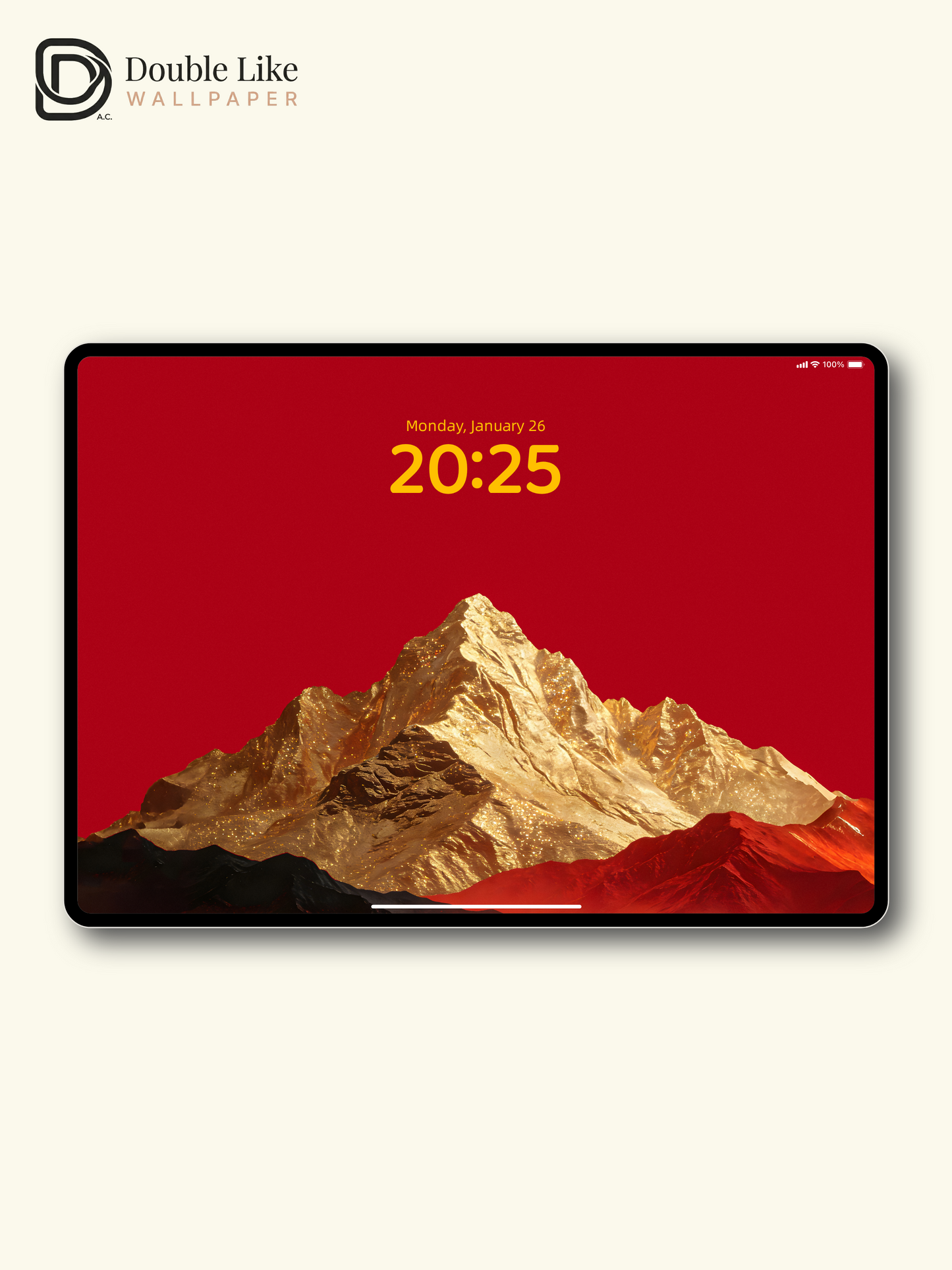 Golden Mountain Peak Sparkling Foil Texture Pure Red Aesthetic Wallpaper Pack [#ZMY349]
