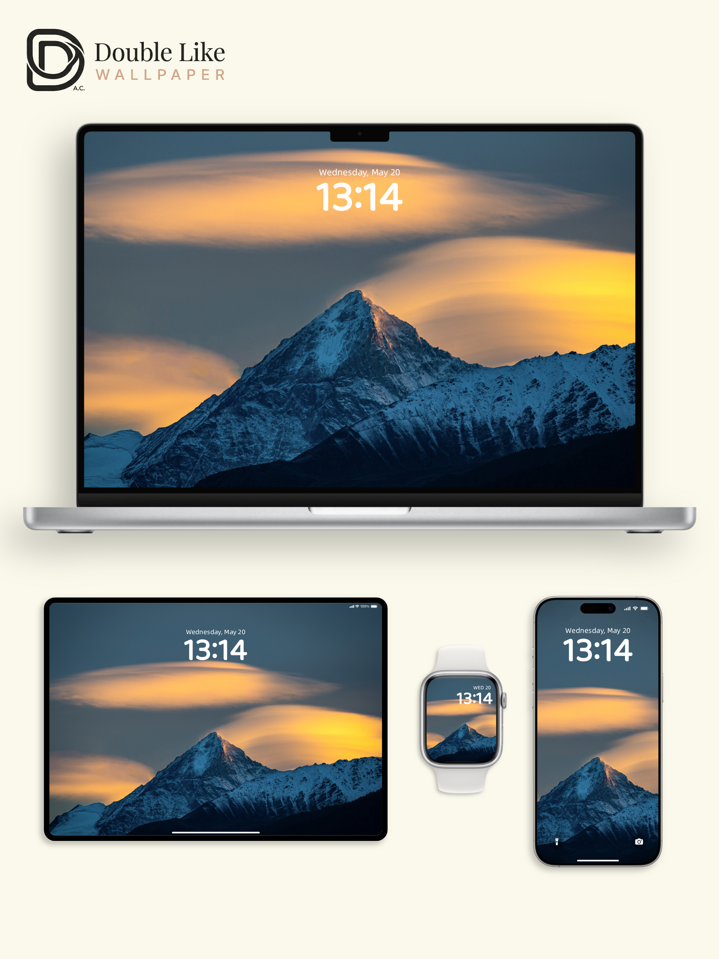Sunrise Golden Peak & Halo Snow Mountain Aesthetic Wallpaper [#ZMY157]