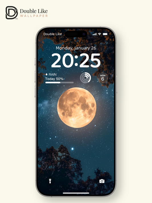 Moonlit Forest Starry Sky Dreamy Nature Wallpaper [#ZJYX0274]