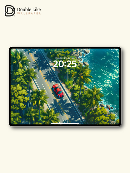 Aesthetic Coastal Drive Summer Road Trip Digital Art Wallpaper Pack [#LFHL1021]