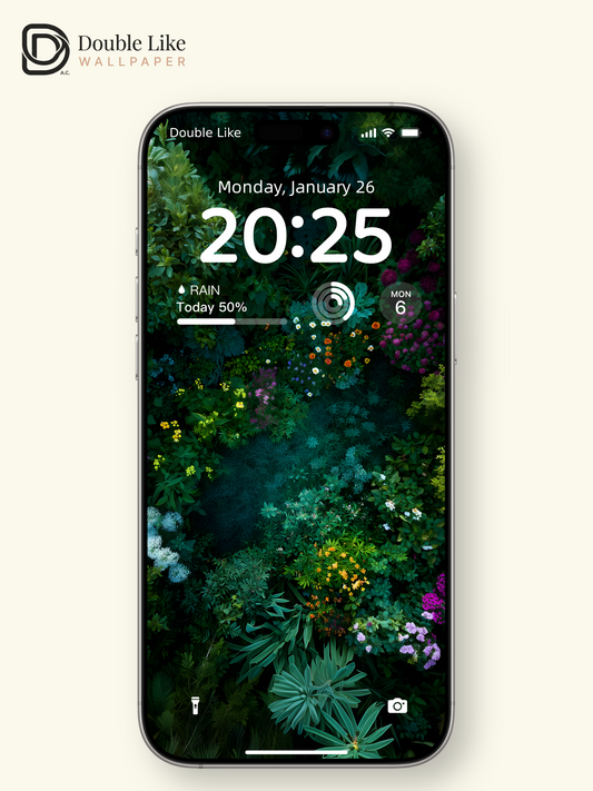 Enchanted Dark Green Garden Floral Ambient Lock Screen Wallpaper Pack [#ZJYX0654]