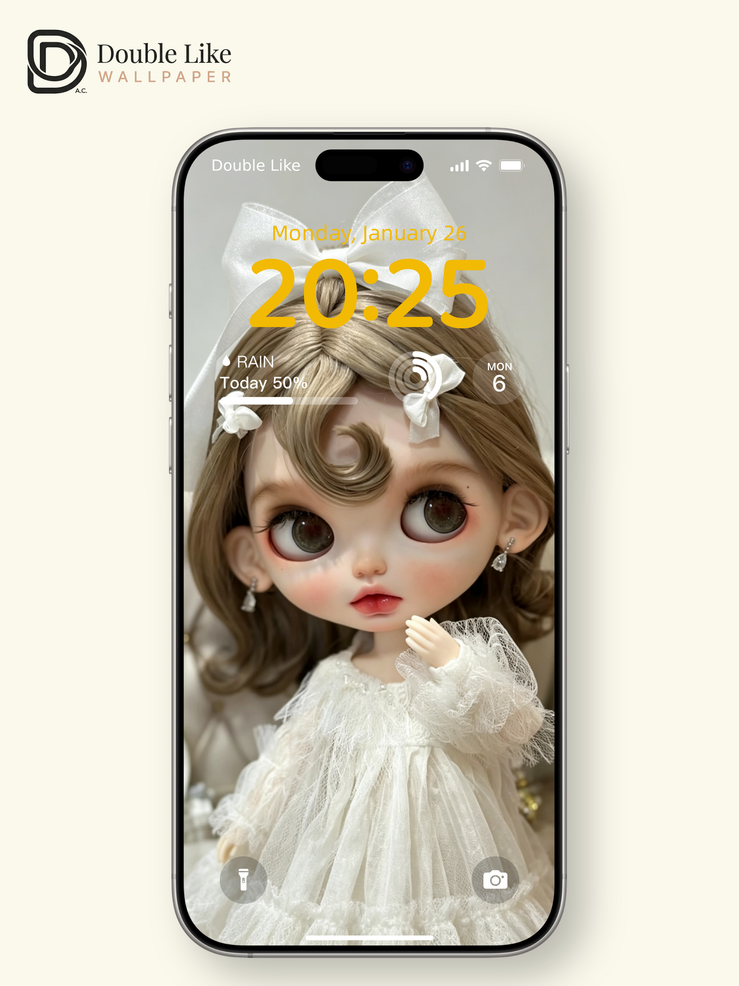 Healing White Lace Blythe Doll Coquette Aesthetic Wallpaper [#HWWs011]