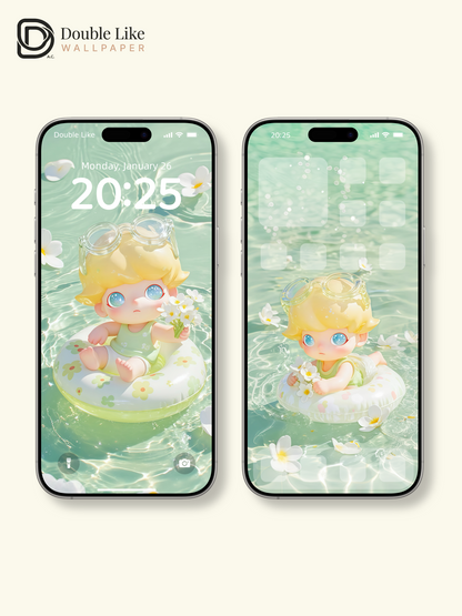 Summer Float Dream 🌿 Cute IP Pool Wallpaper Set for Phone & Tablet [#JJ123]