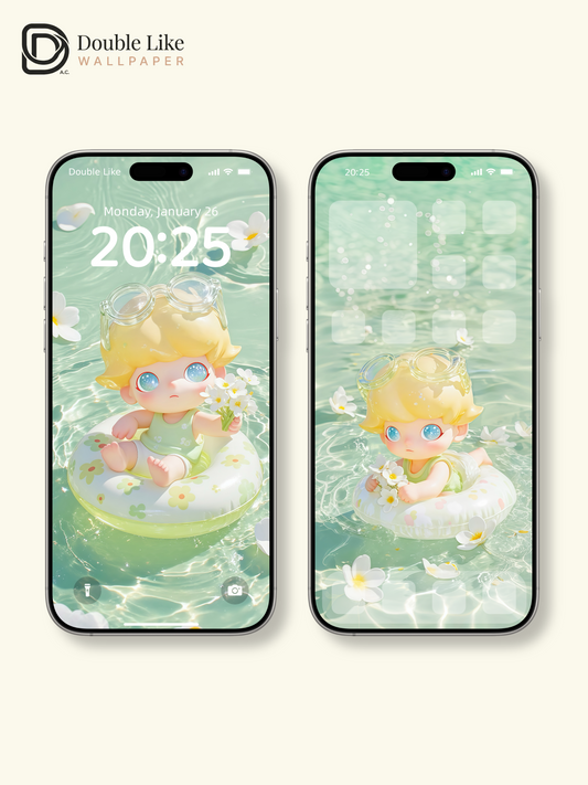 Summer Float Dream 🌿 Cute IP Pool Wallpaper Set for Phone & Tablet [#JJ123]